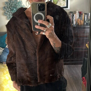 Vintage dark rich brown ranch mink fur coat short gorgeous